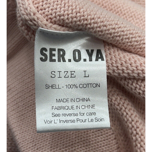 SER.O.YA Size Large Pink Drawstring Raw Hem Sweat Shorts Cotton NWT - Picture 4 of 7